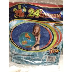 Splash-n-Swim 24" Inflatable Beach Ball Sand Water Toy with Sea Horses‎